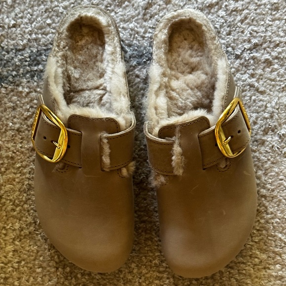 NEW Birkenstock Boston Big Buckle Shearling in Tobacco Brown - Picture 9 of 11